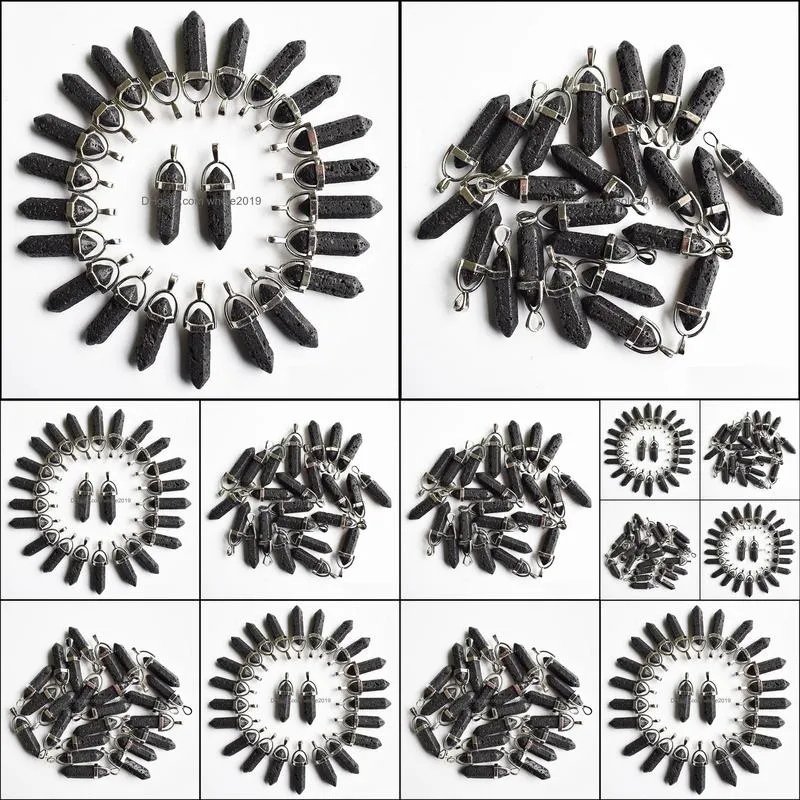natural stone charms lava stone bullet shape charms point chakra pendants for jewelry necklace earrings making