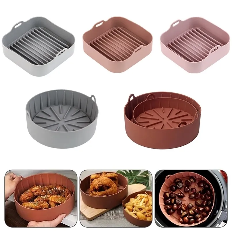 Accessori per friggitrice Airfryer Strumenti di cottura Pentola in silicone riutilizzabile Cestino Piastra per pizza Griglia da cucina Strumento per cucinare torte 220809