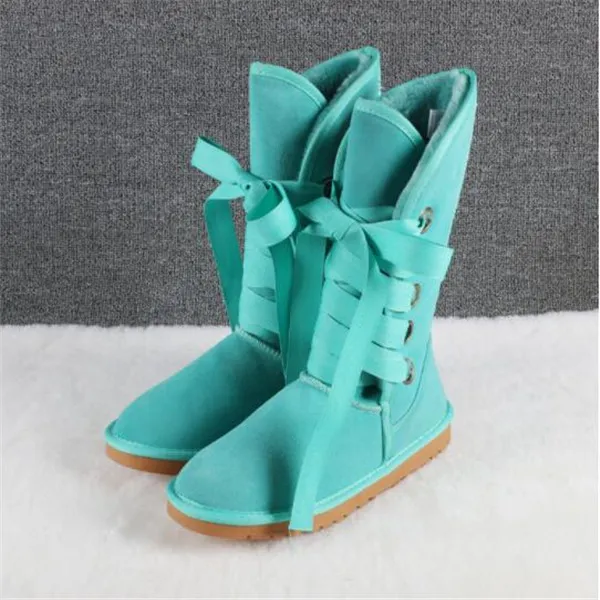 Hot 2022 WGG Snow Boots 5818 High Tube Cross Strap Bow Style الرجال والنساء بحجم كبير البقر البقر الدافئ أحذية الشتاء الحجم EU34-44