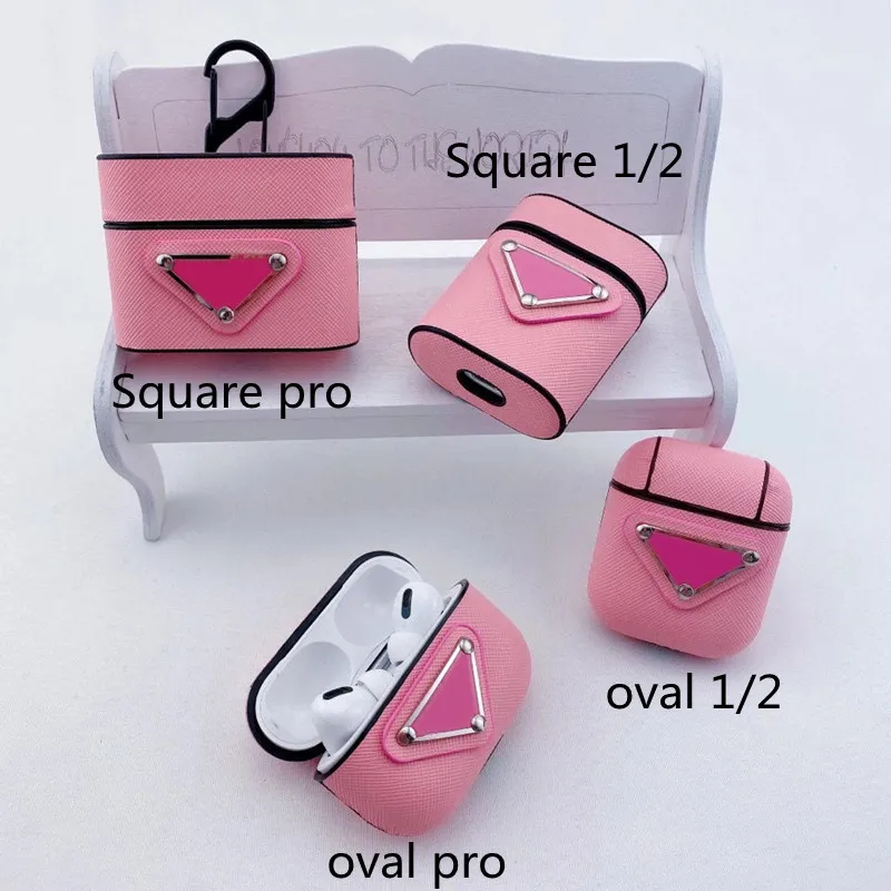 Designer Headset Accessories For Airpods 3 2 1 Cases High Quality Airpod Pro Headphone Shell Pink Leather Letter Print Protection Earphone case Keychain Wholesale