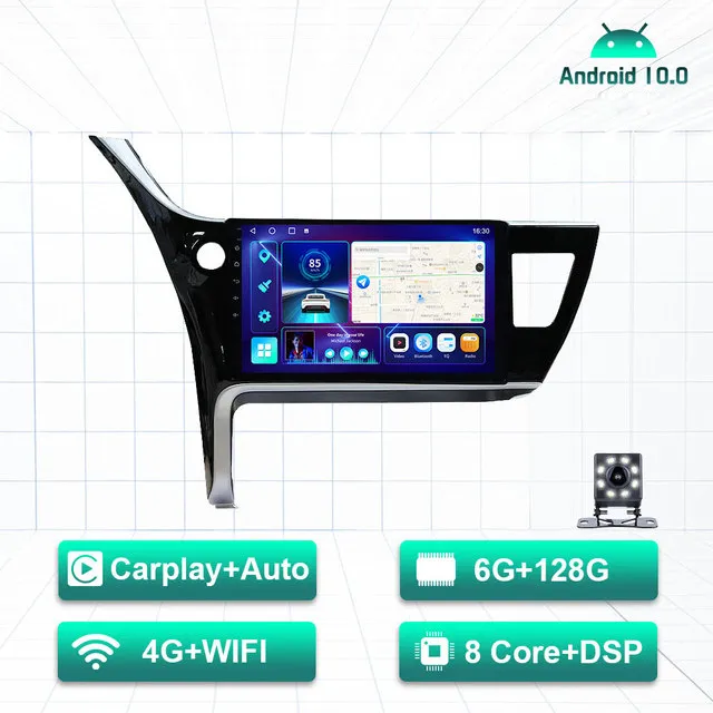 IPS 9 "Android Car Multimedia Video Stereo Screen Radio Audio GPS Navigation DVD Player Navi Head Unit för Toyota Altis 2017-2018