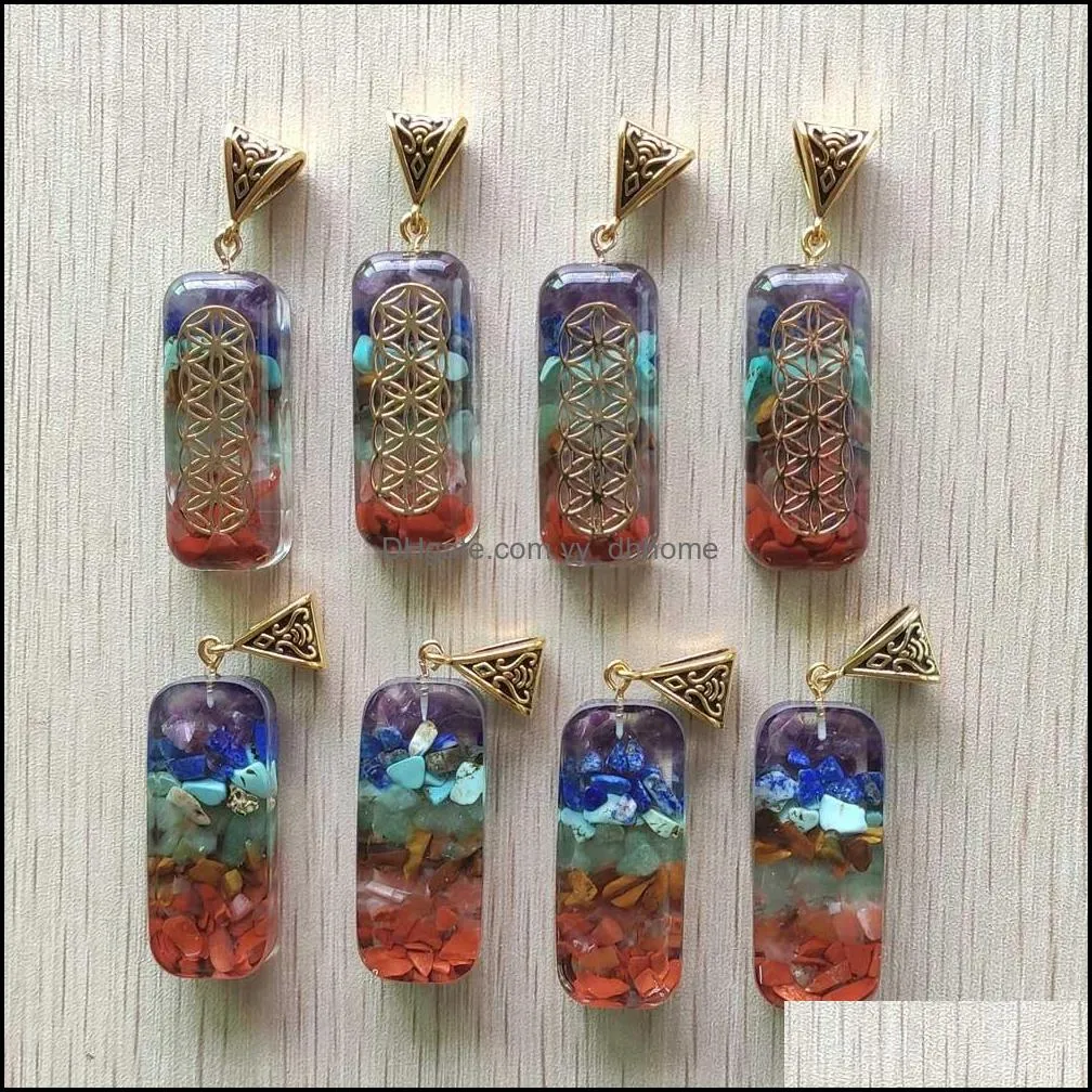 retro cuboid reiki chakra pendulum pendant natural amethysts lapis lazuli 7 colors stone pillar pendants charms wholesale