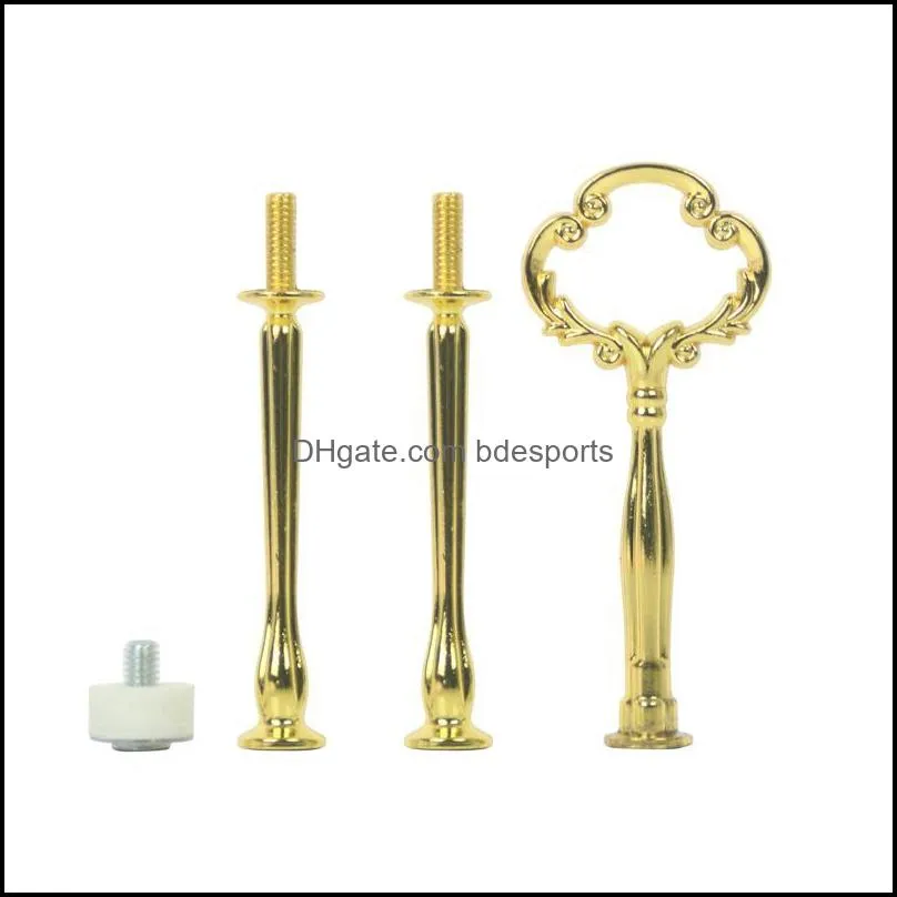 Tool Dessert 3 Tier Sier Gold Bronze Mini Flower Metal Wedding Rod Fitting For Ceramic Cake Stand Drop Delivery 2021 Cupcake Bakeware Kitche