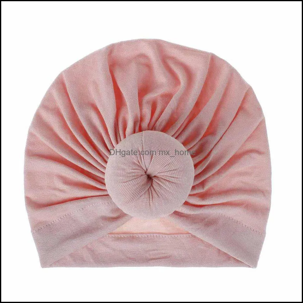 18 colors children accessories newborn toddler kids baby boy girl turban cotton beanie hat winter warm soft cap solid knot soft wrap