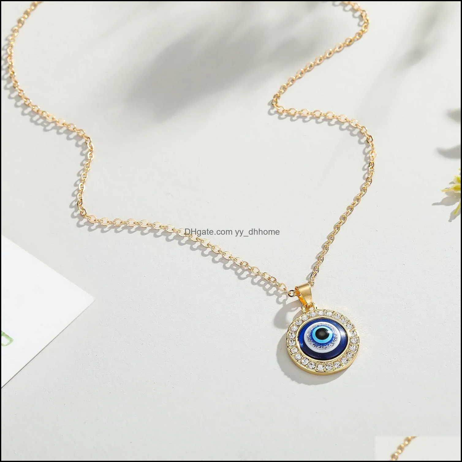 ups new jewelry turkish eye necklace dot party favor diamond round blue eye pendant necklace foreign trade sweater chain jewelry