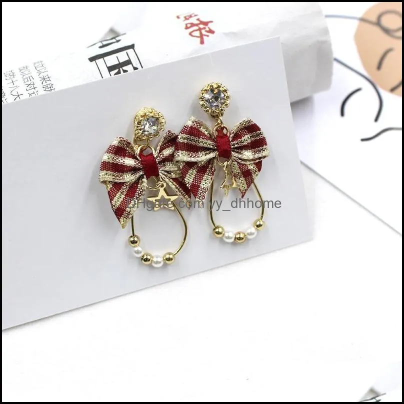 fashion bohemian style popular personality long dangle earring with fabric bow ribbon girls earrings jewelry