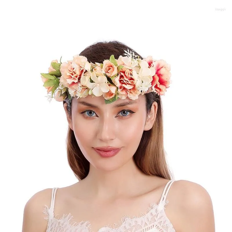 Dekorative Blumen Kr￤nze Rosenkronenblume Girlande Stirnband Haare blumige Kopfschmuck Halo Bohemian Party Hochzeitsbedarf