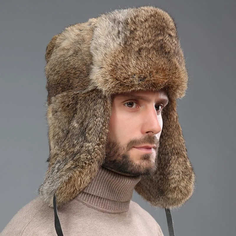 Bérets russe cosaque chapeau pour hommes avec couvre-oreilles Protection contre le froid casquette moelleuse pour cyclisme escalade école marche hiver unisexe chaud HatsB