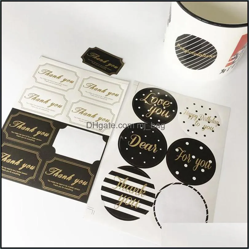 thank you sealing sticker round gold stamping self adhesive diy gift packing decorative baking label paster wrapping stickers envelope