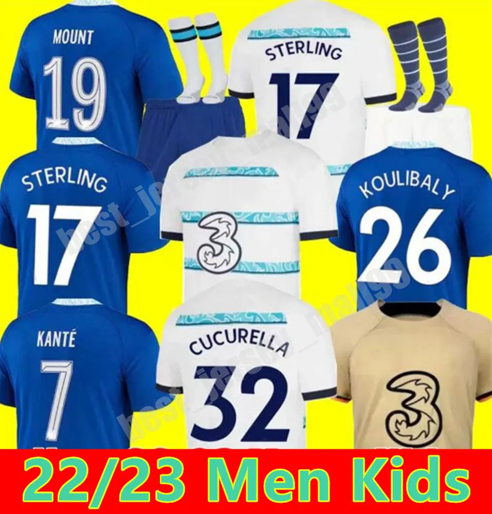 22 23 CFC Soccer Jersey Pulisic Mount Havertz Sterling Jorginho 2022 2023 Футбольная рубашка Мужчины Дети Установили комплекты