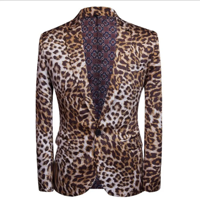 Leopard Print Men Suit Blazer Set With Pants Safari Suits For Men Performance DJ Jacket Luxury Singer Star Coat 220425237L