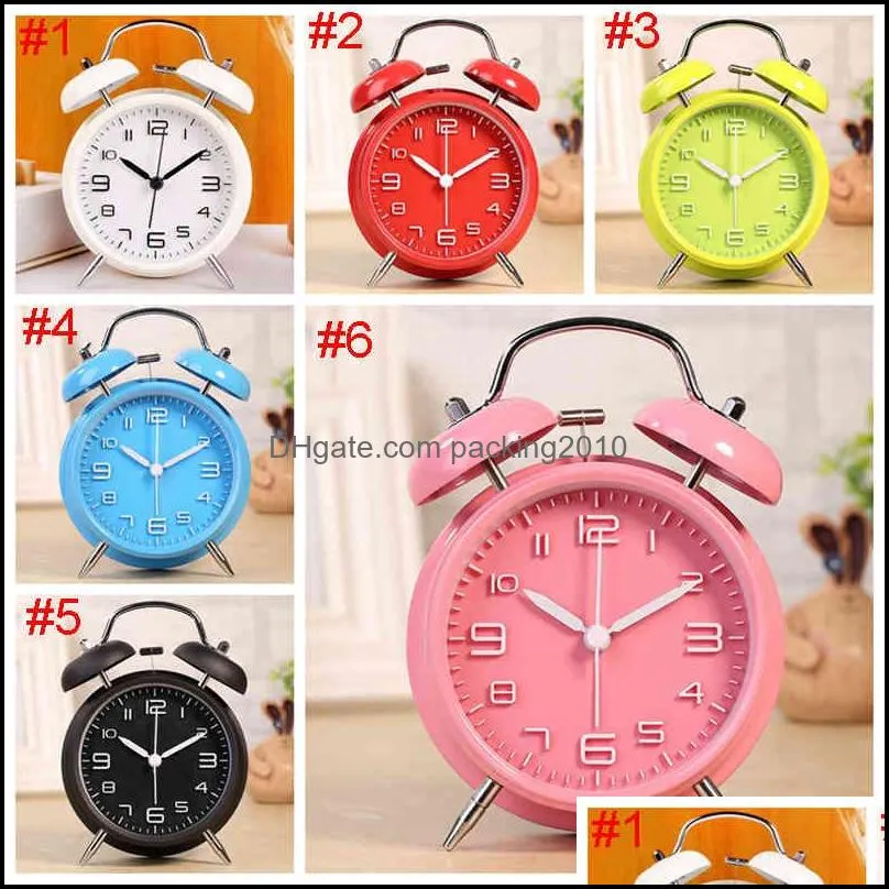 mini retro alarm clock electronic round number double bell desk table digital quartz clocks home decoration portable cute durable