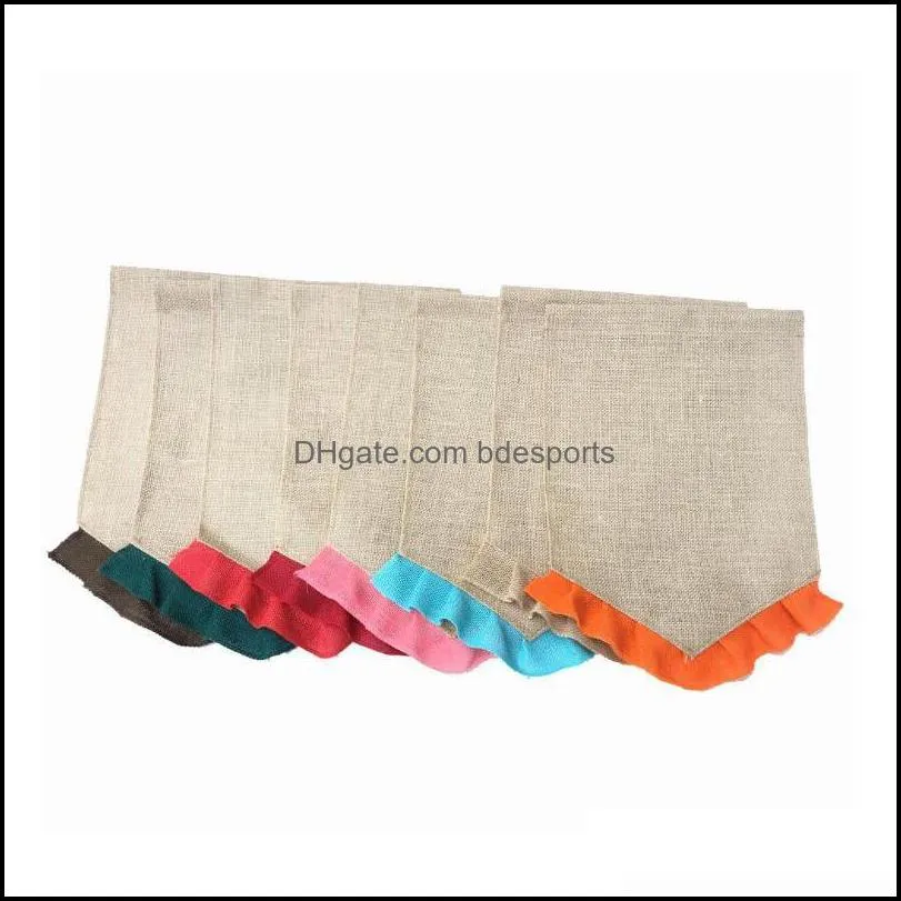 Colorful Ruffle Burlap Garden Flags 31*46Cm 13 Colors Diy Jute Liene Yard Flag House Decoration Hanging Flag Mx1Df