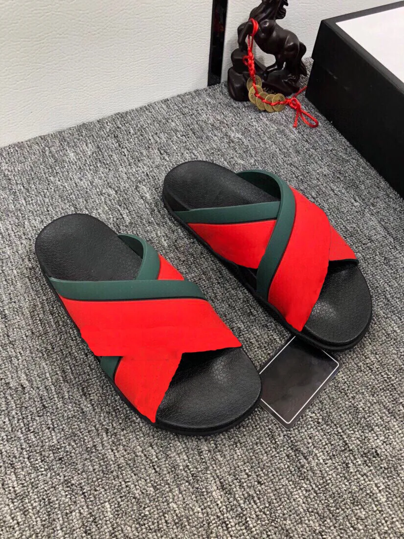 2022 uomo donna pantofole designer gomma scivoli sandalo piatto fioriture verde rosso bianco web scarpe moda spiaggia infradito fioriera