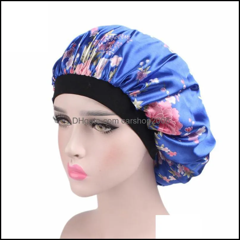 satin shower sleep cap women`s monochrome nightcap lace hair care hat satin sleep cap hair beauty elastic bath caps wll92