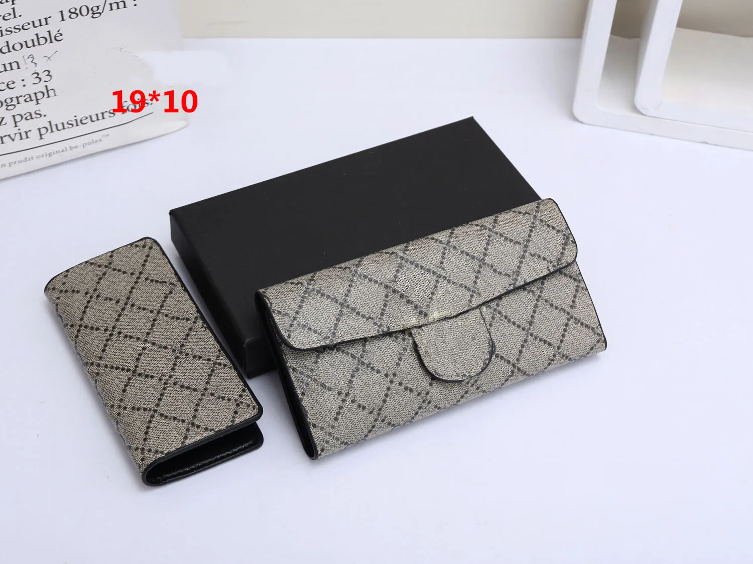 WF Designer Vintage wallet Purses Men POCHETTE 2pcs/set Purse Women Mini clutch Bags embossed Business Credit Card Holder Wallets luxury Handbags shoulder bags