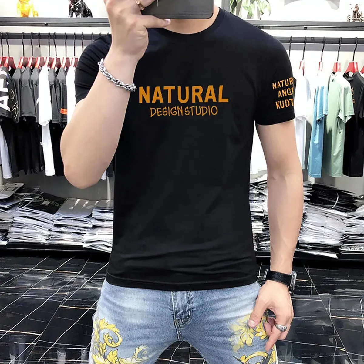 Short Sleeve Men's T-Shirts Pure Cotton Korean Fashion Casual Letter Print Slim Male Tees 2022 New Trend Middle-aged Young Summer Multicolor Top Clothing M-4XL