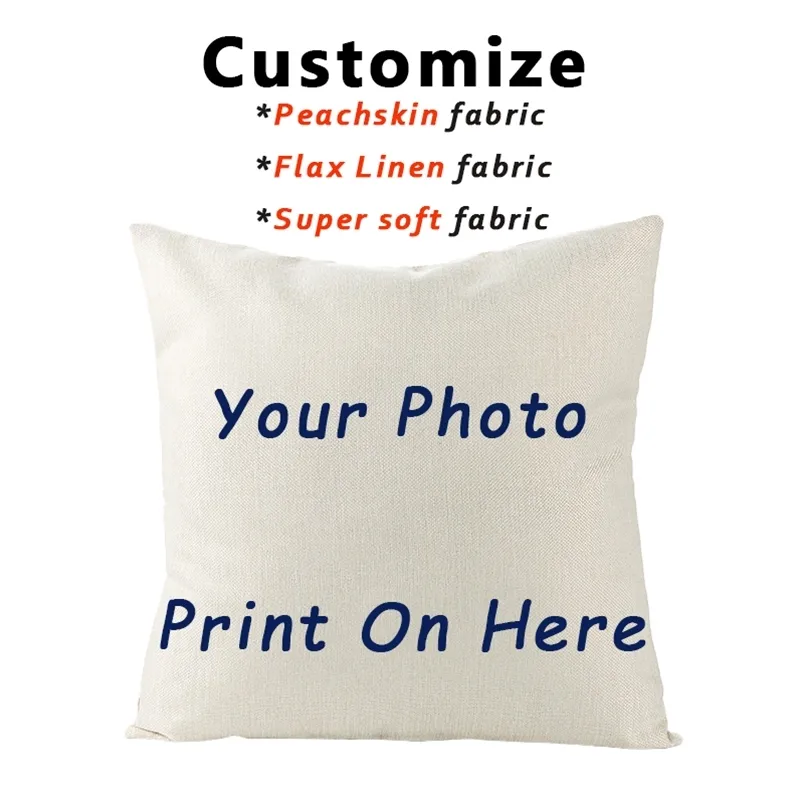 Custom Cushion Cover Wedding Pictures Choose Your Text Or Image 18" Personalized Pillow Case For Sofa Bed Chair 220607