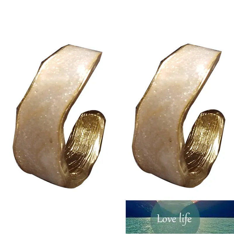 Hong Kong Stil Silber Nadel Ring Hoop Persönlichkeit Retro Temperament Ohr Wort Emaille Ohrringe Trendy Stil Ohrringe