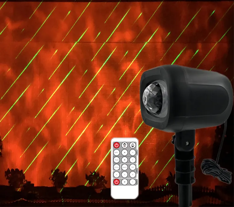 RYBW LED Meteor Shower Green Solar Laser Christmas Lights Effect Light