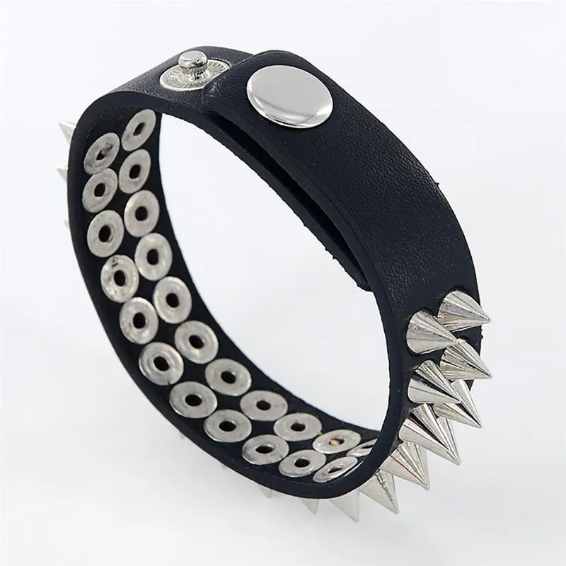Lot De 6 Bracelets à Pointes Cloutées En Cuir Punk Pour Homme Et Femme