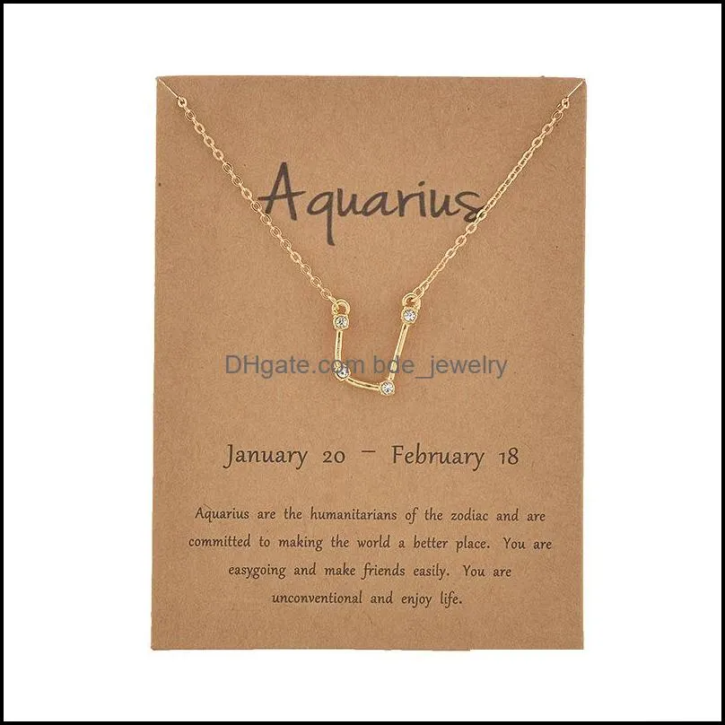 star chart 12 constellations birthday month rhinestone necklace jewelry women pendant choker crystal neck chain friendship gifts