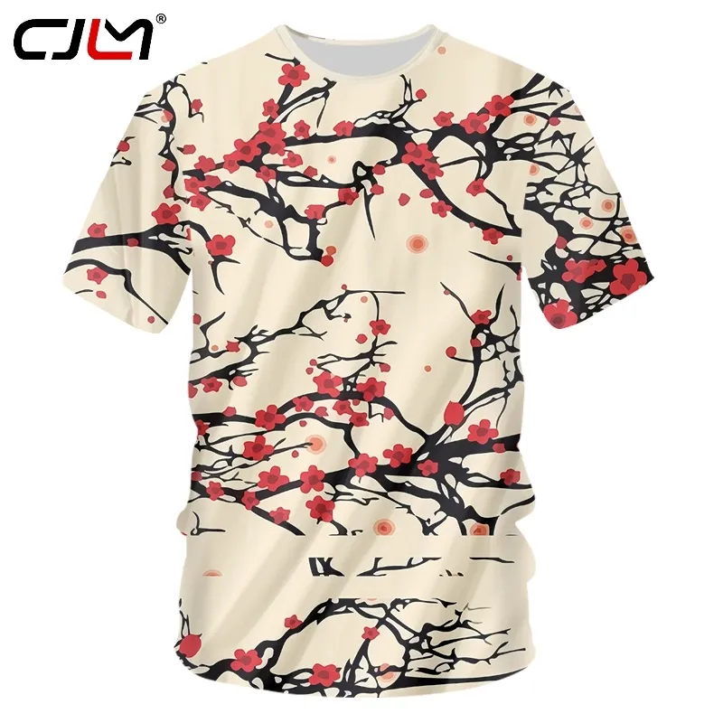 Summer Top Men Full Print Plum Blossom 3D Tshirts Man Hip Hop Slim Fit Fitness