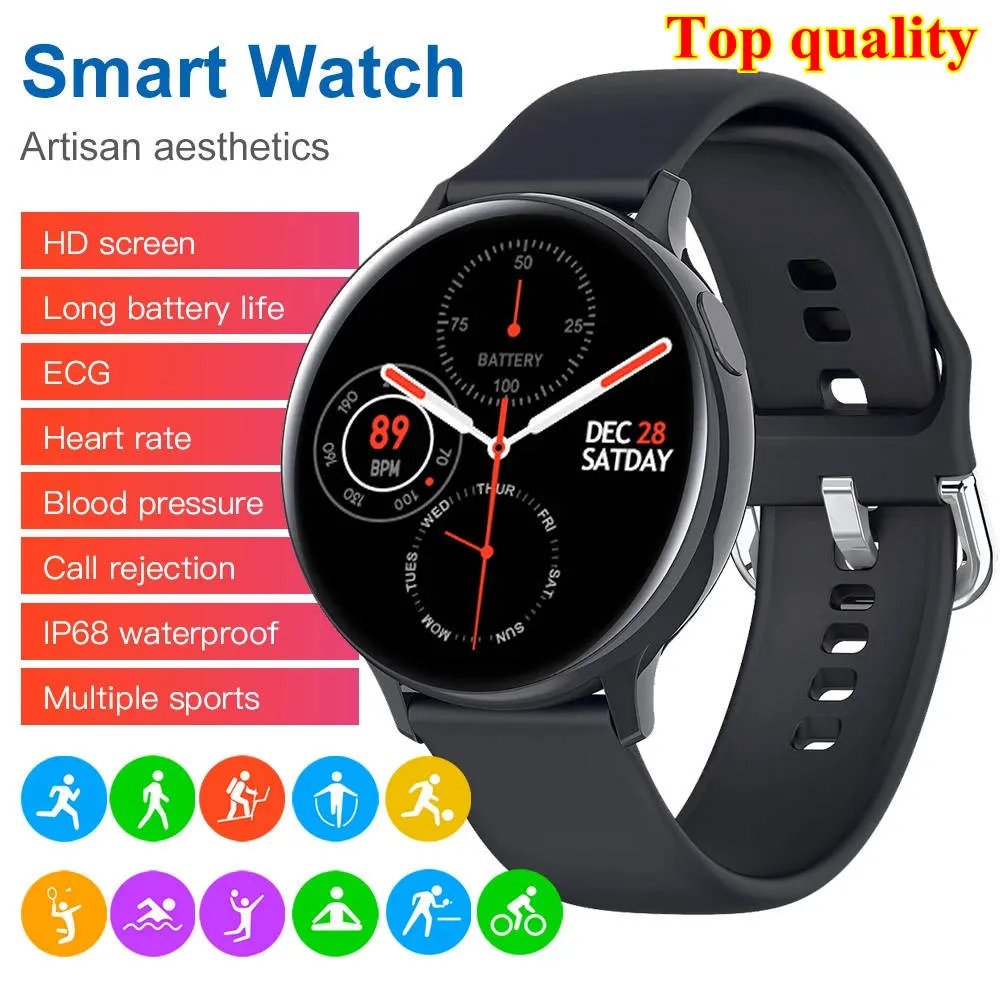 Nyaste toppkvalitet Ny S20 1,4 tum Full pekskärm ECG Smart Watch Men IP68 Vattentät sport Smartwatch 7 dagar Standby för Android iOS -telefon