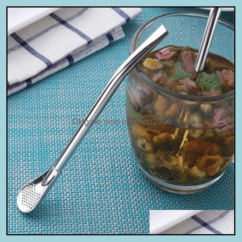 herb spoon mesh filter spoon 304 stainless steel straw spoon 17.5cm yerba mate tea drinking wholesale