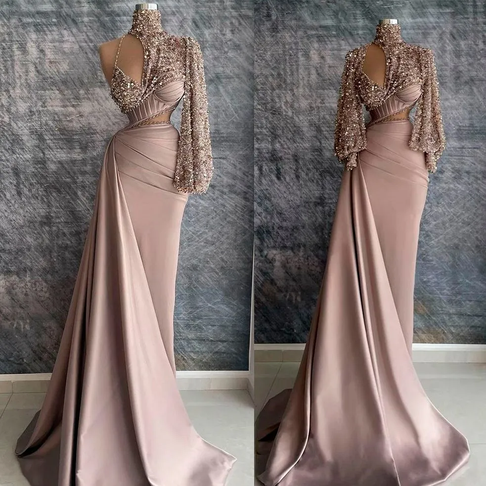 Gorgeous Rose Pink Mermaid Evening Dress with Split Strapless Design