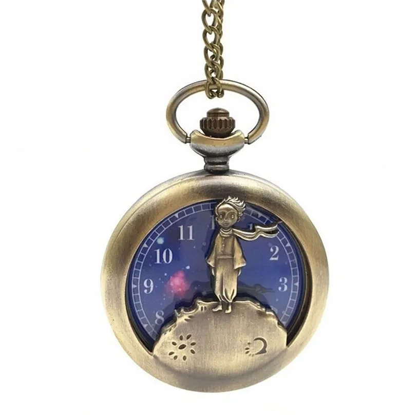 100pcslot hot sell blue dial Little Prince Pocket Watch Подвеска Высококачественные Quartz Gift Watch Женские ожерелье Wholesell T200502