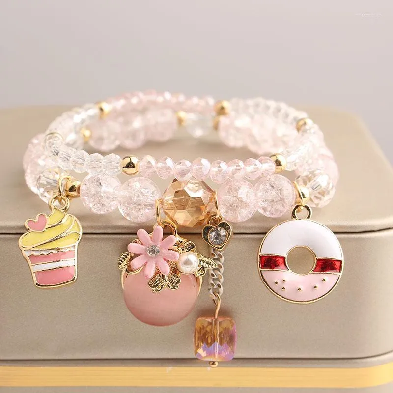 Bracelets de charme Rose Sisi Moda coreana de moda fresca Pulseira de desenho animado para mulheres vidros de cristal jóias jóias womanCharm INTE22