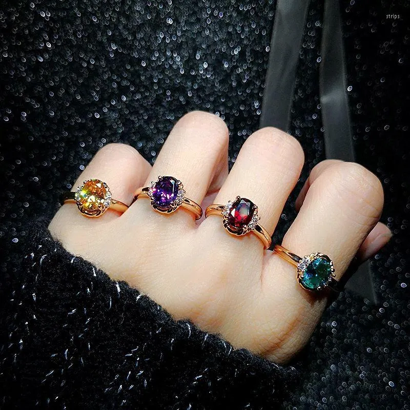 Cluster ringen klassieke mode -strass voor vrouw rood paars groen geel geschenk sieraden groothandel ringencluster