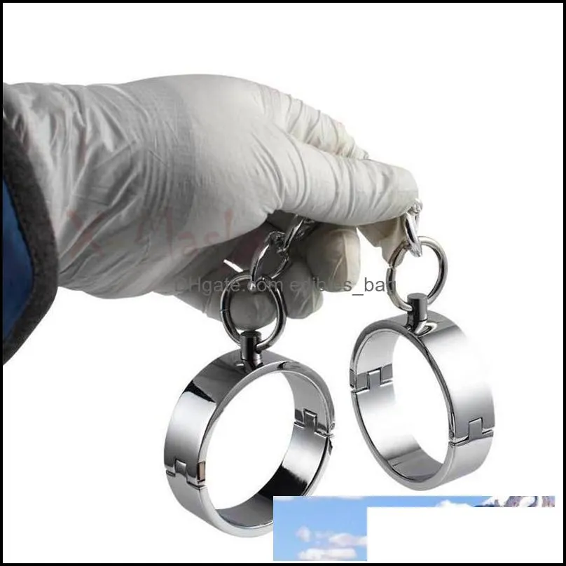 Metal Handcuffs for Sex Ankle Cuffs Hand Cuffs Steel bondage restraints Chain adult bdsm erotic irons prop costume female
