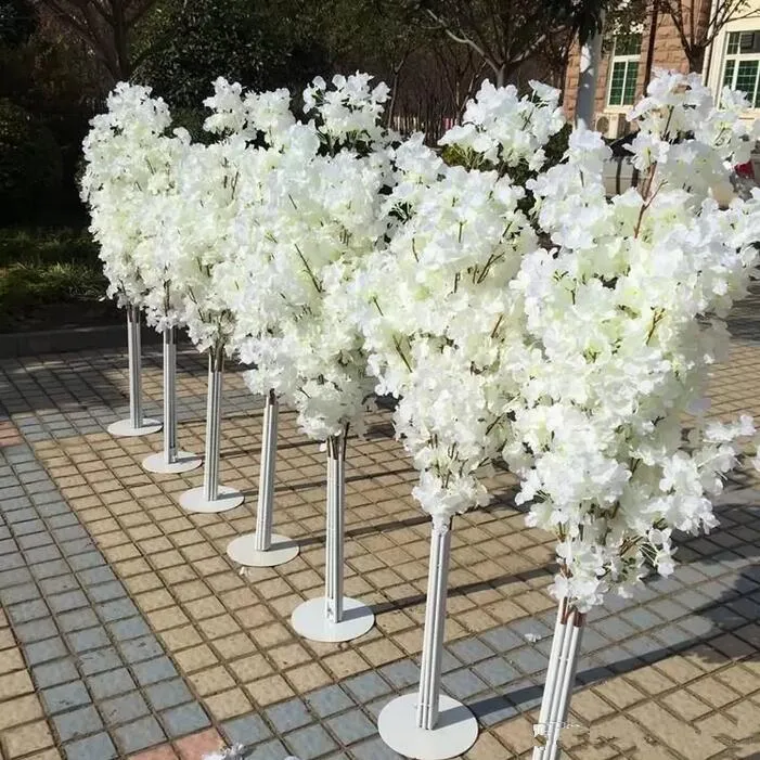 Wedding Decoration 5ft Tall Slik Artificial Cherry Blossom Tree Roman Column Road Leads For Wedding party Mall Opened Props 2022