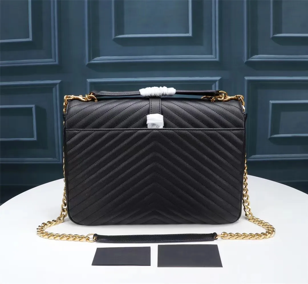 Luxurys modedesigners axel crossbody väskor kvinnor handväskor purses klassisk toppkvalitet brun kedja guld kvinnors riktiga läder quiltade koppling kuvert