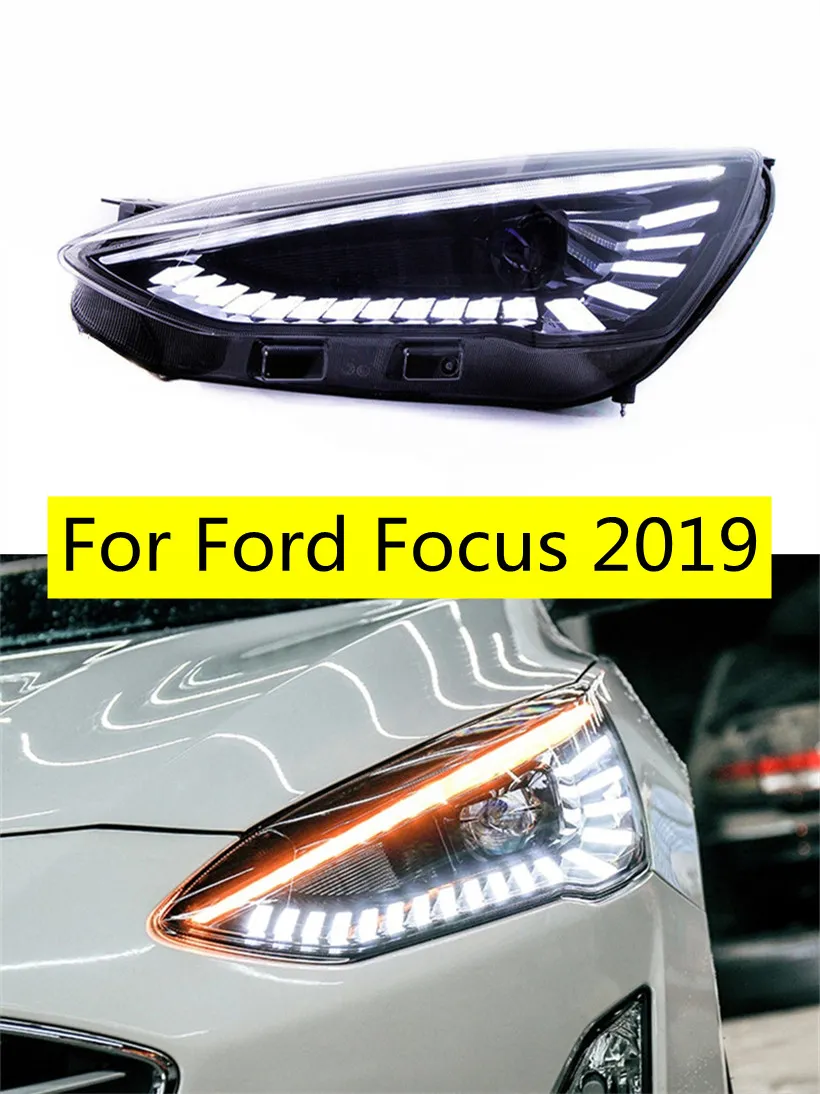 Dual Beam Lens Lamp för Ford Focus 20 19 strålkastarmontering Bil Dagsljus LED -streamer Turn Signal Light