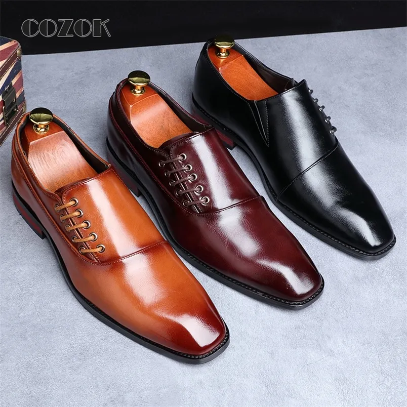 Elbise ayakkabı moda iş elbise erkek ayakkabıları klasik deri erkekler ayakkabı slip-on oxford 220824