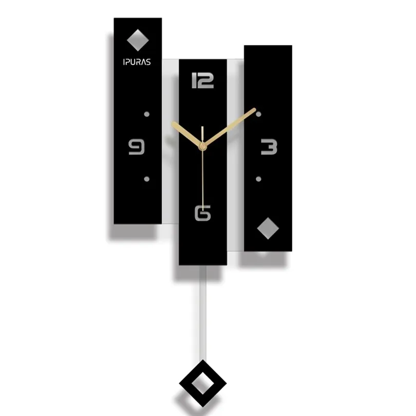 Creative Acryl Swing Wall Clock Modern Black Pendulum Clocks Wall Home Decor Silent Living Room Montre Murale Gift Ideas FZ895 201125