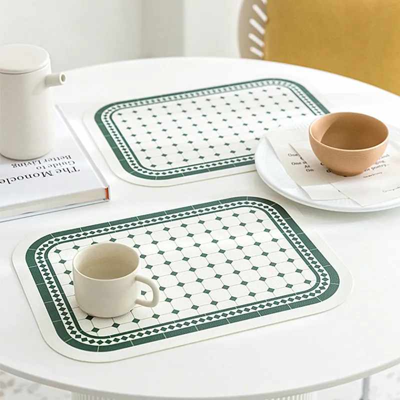 40x30cm Leather Placemats Waterproof Tableware Pad Resistant Heat Insulation Non-Slip Dining Table Mat Anti-scalding Bowl Pads Coaster