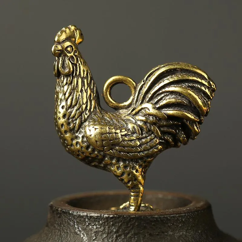 Decorative Objects & Figurines Cock Statues Retro Brass Pendant Gift Chinese Zodiac Symbol Lucky To Make Money For Table Ornament Desk Decor
