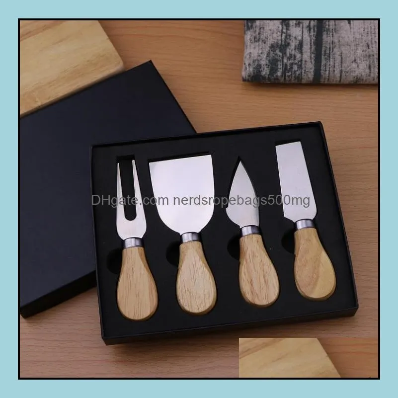 (30sets) Wooden Handle Cheese Tools Set Cheese-Knife Cutter Cooking Tool In Black Box RRE13624