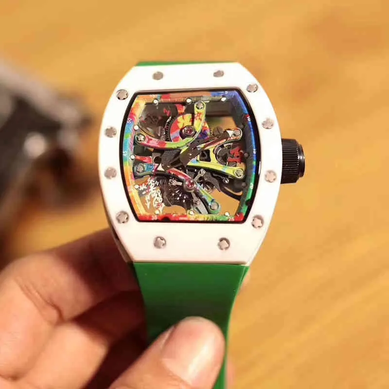 Assista Designer Luxury Mech Mechanical Watch Richa Milles Business Leisure RM68-01 Total de cerâmica totalmente automática Tape masculina do movimento masculino