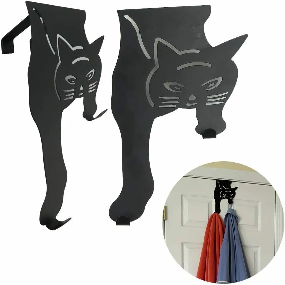 Kapı Metal Askı Üzerinde 2 kişilik Kitty Cat Hanger Kancaları Seti