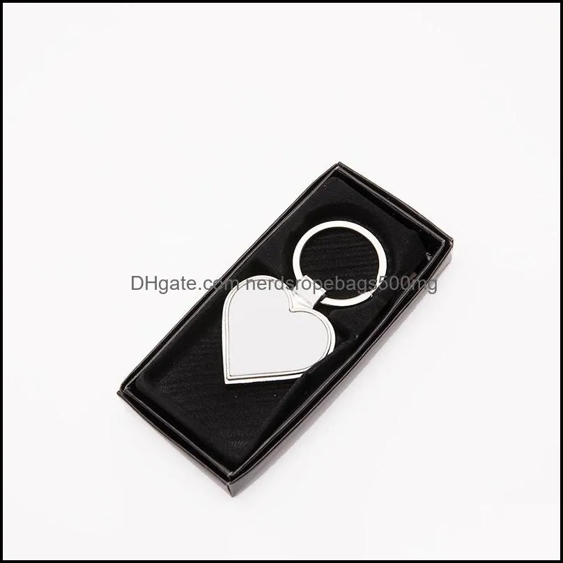 Sublimation Blanks Key Buckle Heart Love Geometry Metal Keyring DIY Keys Chain Valentine Day Holiday Gift 2 4xm UU