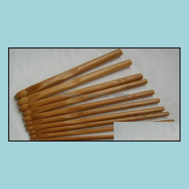 12 Size Bamboo Handle Crochet Hook Knit Yarn Craft Knitting Needle Set