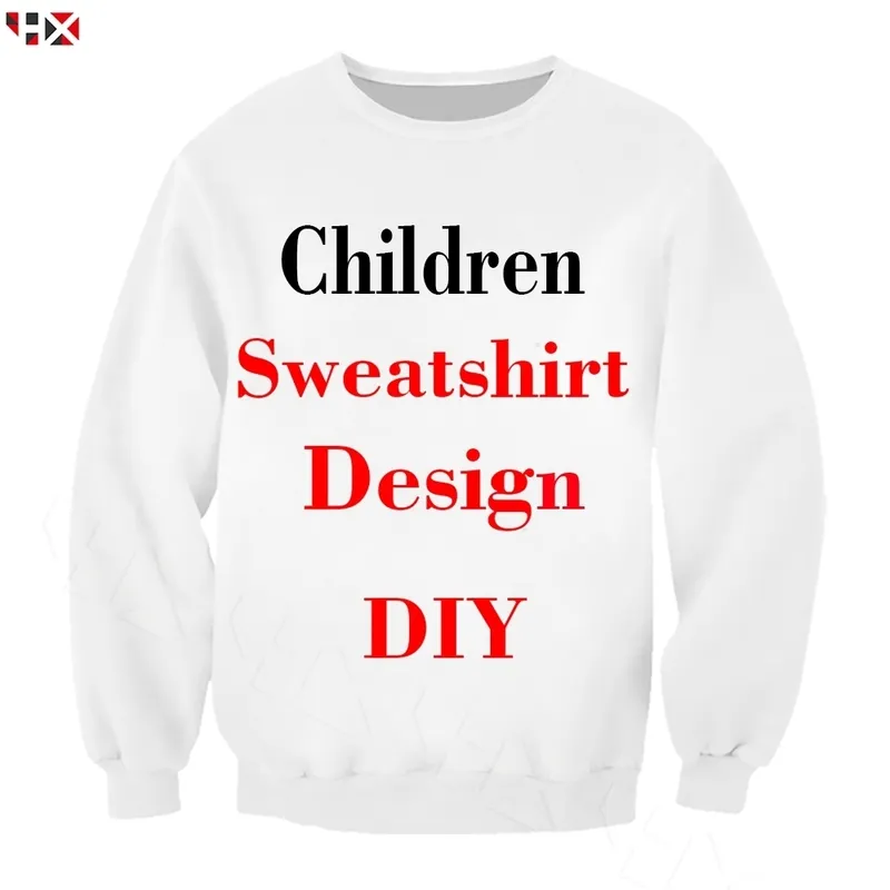 DIY Customize Kids Sweatshirt Picture Star Anime Cartoon Animal Comic 3D Printed Harajuku Children s Tops For Boy Girl 220704