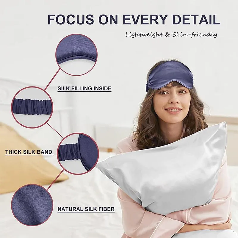 Double-sided Simulation Bed Silk Eye Mask Printing Logo Mulberry Sleep Shading Eyemask Breathable Elastic Eyes protection Supplies