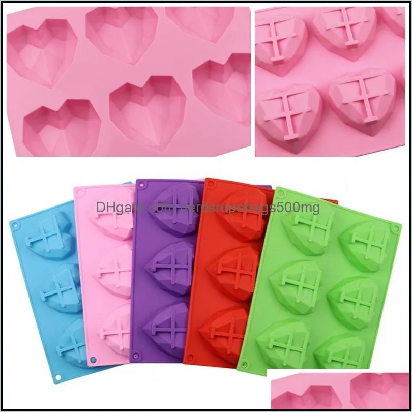 Heart-Shaped Silicone Molds Three-Dimensional Silicone Soap Mould 6 Companies Ice Cube Moulds Cake Decorating Supplies 4 6mh F2