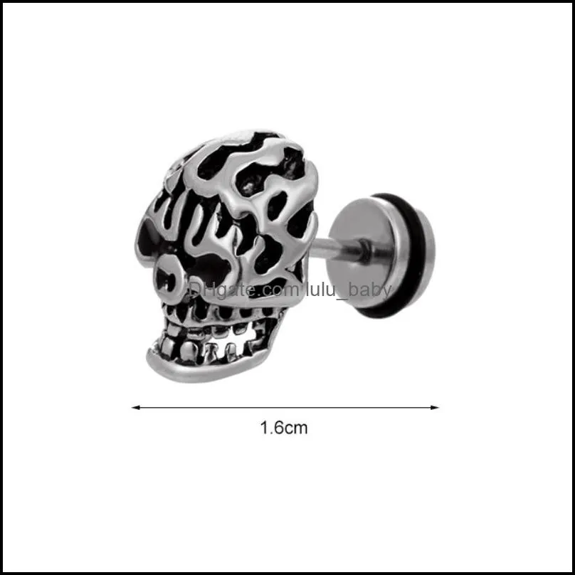 skull ear cartilage tragus studs earrings stainless steel body piercing jewerly for men and women